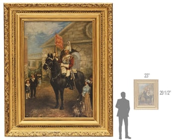 Oil On Canvas British "King's Guard" Signed & Dated (Oct 27 / 07)