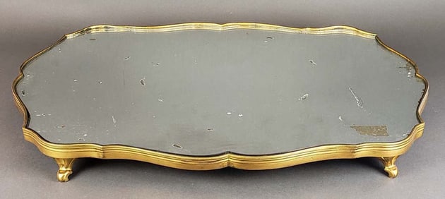 19th C. French Bronze Mirrored Plateau