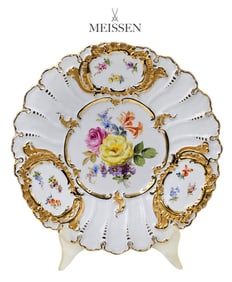 19th C. Meissen Porcelain Floral Decorative Plate