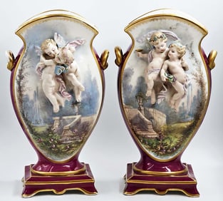 19th C. Figural Vienna Style Vases