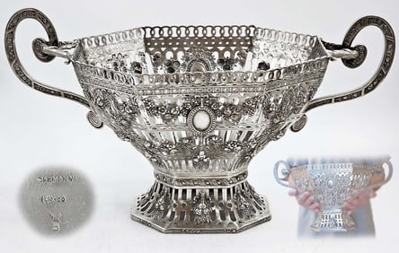 Large Early 20th Century 800 German Silver (1562g) Centerpiece Basket