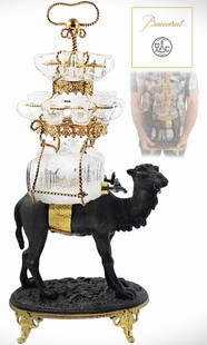 19th C. French Baccarat With Camel Statue Decanter: 19th C. French Baccarat With Camel Statue Decanter. H 23 x W 6 1/2" x L 11"