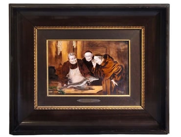 19th C. Signed, Enamel On Copper Plaque Painting By R.Restoueix