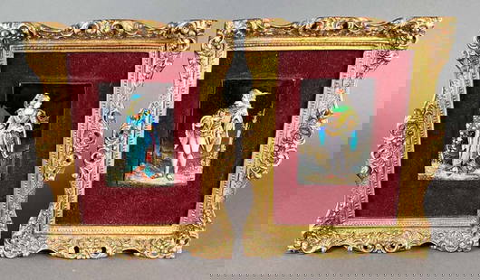 Pair of Framed Limoges Plaques: Pair of Framed Limoges Plaques. Frame: 9" x 7" \ Plaque: 4" x 2 1/2"