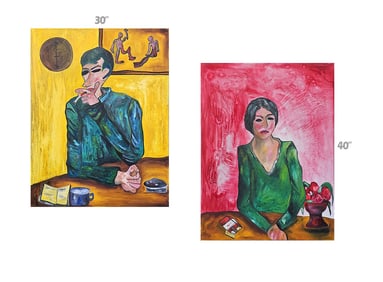 She & He Oil On Canvas Painting By Ellie Shafiei
