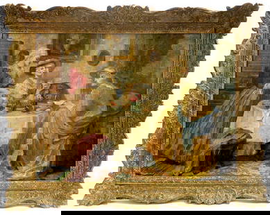 Magnificent Oil on Canvas S. Von Trautweiller: Magnificent Oil on Canvas S. Von Trautweiller. Stefanie von Trautweiller (b.1898) Austrian, "Afternoon Tea". The frame measures 38" x 30" and the painting measures 31" x 23"