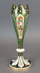 19th C. Bohemian Diamond Cut Vase: 19th C. Bohemian Diamond Cut Vase. Measures H: 11 1/4" W: 4 1/4"