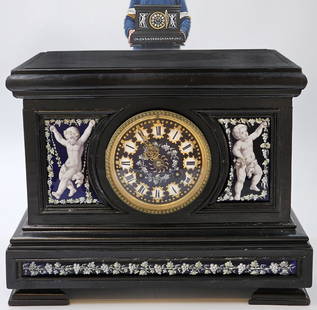 19th Century Austrian Viennese Enamel On Copper Clock: 19th Century Austrian Viennese Enamel On Copper Clock. H 11 1/2" x W 8" x L 11"