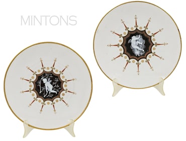 Pair Of Pate Sur Pate Mintons Porcelain Plates