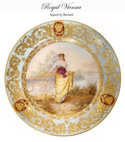 19th C. Royal Vienna Hand Painted Plate, Signed