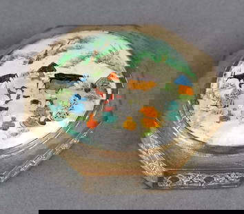Persian Silver & Enamel Box: Persian Silver & Enamel Box. Measures H: 3/4" W: 2 1/4"