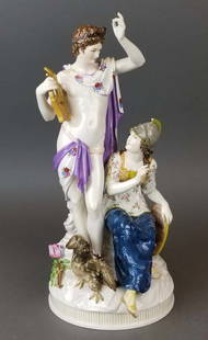 19th C. KPM Large Porcelain Figural Group: 19th C. KPM Large Porcelain Figural Group. Measures H: 13" W: 7"