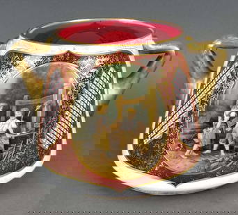 19th C. Large Bohemian Hand Painted Bowl: 19th C. Large Bohemian Hand Painted Bowl. Measures H: 7" W: 10"