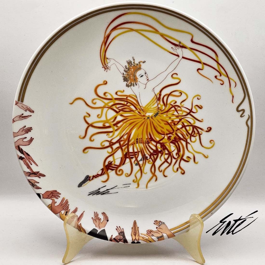 Erte 1984 Hand Painted German Porcelain 'Applause' Decorative Wall Plate (1 of 8)