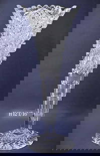 Tall Brilliant Crystal Cut Trumpet Vase: Tall Brilliant Crystal Cut Trumpet Vase. H 12 1/16" x W 4 1/2"