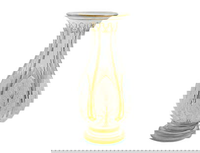 19th C. Bohemian Clear Cut Glass Vase: 19th C. Bohemian Clear Cut Glass Vase. H 9"x W 4"