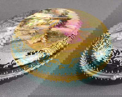 Royal Vienna Porcelain Box: Royal Vienna Porcelain Box. It measures H: 2 1/2" W: 5"