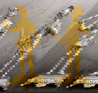 Pair Of Tiffany & Co  Gilded Bronze  Roman Soldiers: Pair Of Tiffany & Co Gilded Bronze Roman Soldiers Statues. 285 Makers 5 723. They measure H: 11" W: 5"