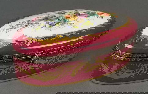 Sevres French Porcelain Jewelry Box: Sevres French Porcelain Jewelry Box. Measures H: 2 1/2" W: 6 1/4"