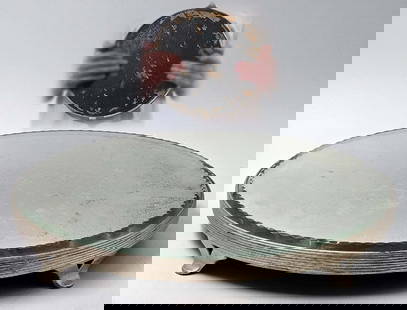 20th C. Display Plateau Silver-Plated Mirror: 20th C. Display Plateau Silver-Plated Mirror. H 1 1/2" x D 12"