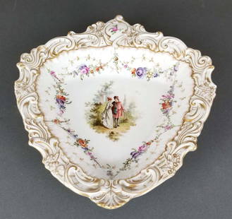 German Porcelain Plate: German Porcelain Plate. Measures 11" x 10"