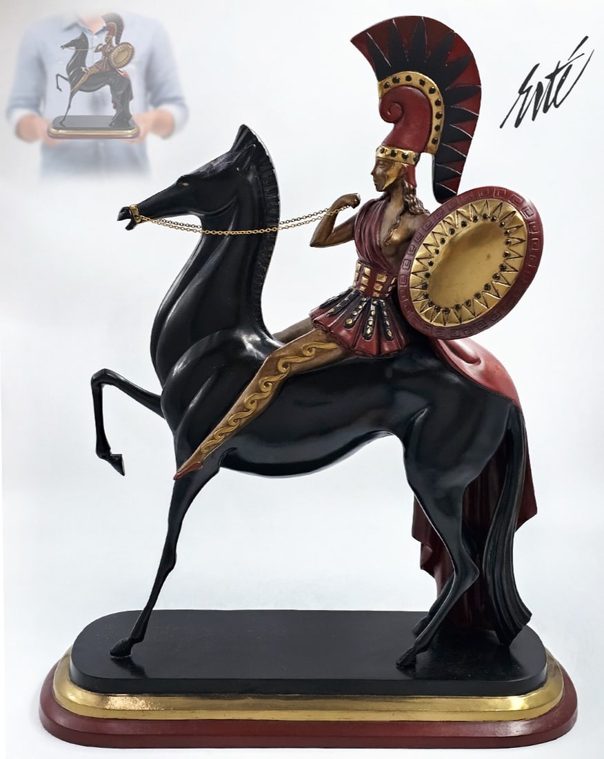 Large Erte (1892-1990) 'Amazon' Bronze Sculpture: Large Erte (1892-1990) 'Amazon' Bronze Sculpture. H 17 1/2" x W 5 1/4" x L 13 1/2"