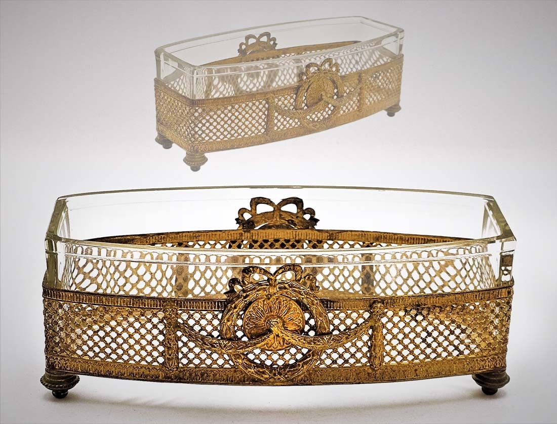 19th C. French Empire Ormolu Bronze Mounted Crystal Centerpiece (1 of 7)