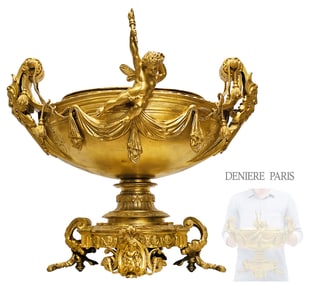 Large 19th C. French Figural Bronze Centerpiece / Planter