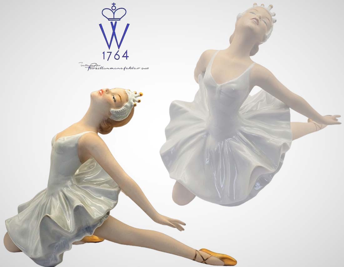 Seated Ballerina, A Vintage German Wallendorf Hand painted Porcelain figurine (1 of 7)