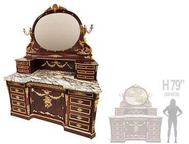 19th C. Monumental Louis XV Style Dressing Vanity Table, Signed By Francois Linke