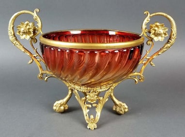 Bronze Mounted Baccarat Crystal Centerpiece