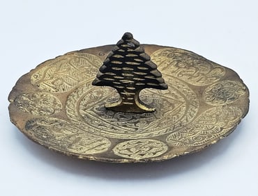 Islamic Bronze Tray With Arabic Writings