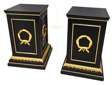 Pair French Louis XIV Style Gilt-Bronze Mounted Pedestals