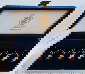 Faberge Imperial Gold Plated Enamel Egg Colorful Wine Charms