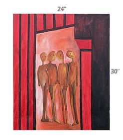 The Moment Of Silence Oil On Canvas Painting Signed By Ellie Shafiei