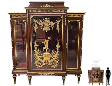 Large Linke Style French Bronze Mounted Vitrine Cabinet