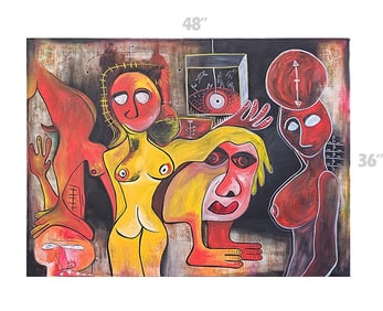 Taboo, Mixed Media, Relief Print & Oil On Canvas