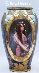 19th C. Royal Vienna Bronze Mounted Vase, Signed