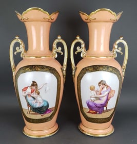 Pair of 19th C. French Large Porcelain Vases