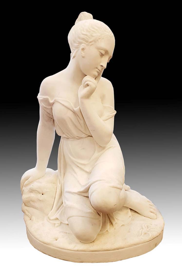 19th C. Large Marble Figure of Woman (1 of 4)