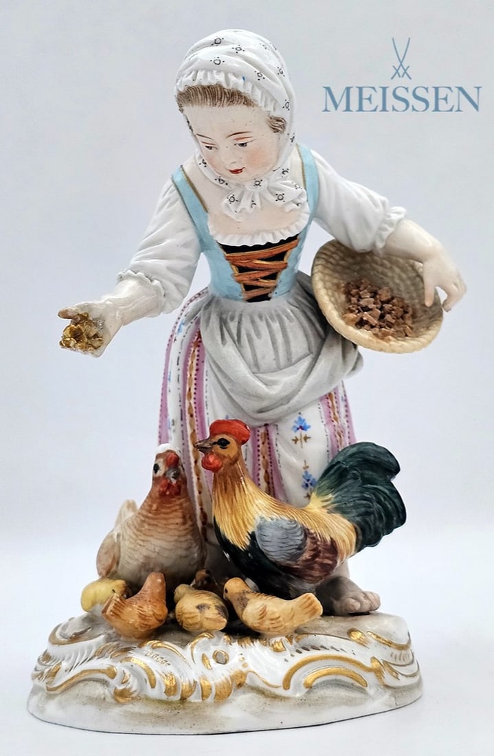 19th C. Meissen Porcelain Figure Of Farmer Girl (1 of 6)