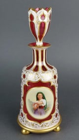 Fine 19th C. Bohemian Diamond Cut Decanter