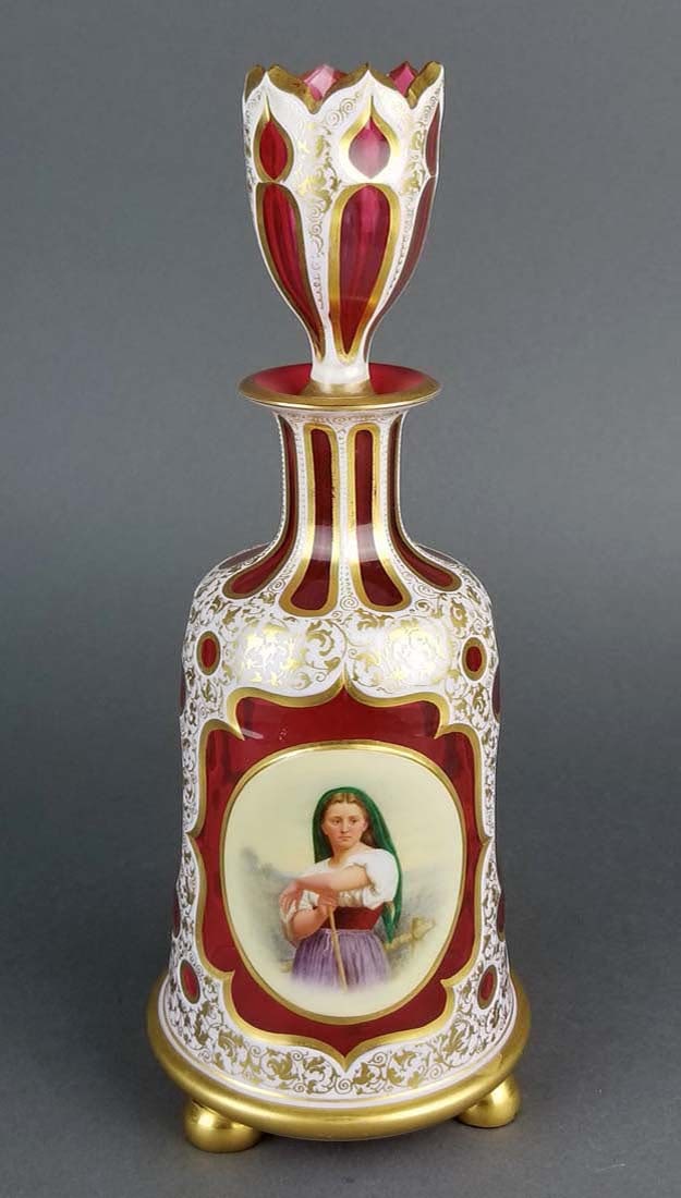 Fine 19th C. Bohemian Diamond Cut Decanter (1 of 6)