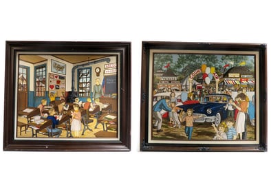 Pair  Of Limited Edition Embellished Canvas Signed