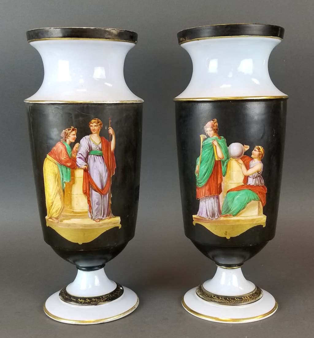 Pair of 19th C. Continental Porcelain Large Vases (1 of 6)