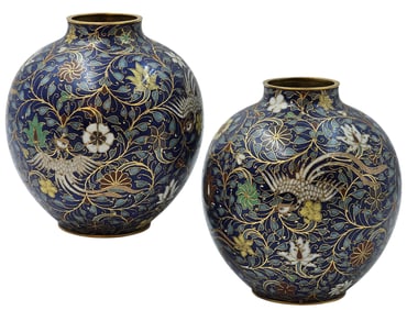 Pair Of 19th Century Japanese Cloisonne Vases