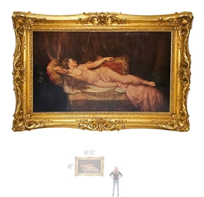 Large 19th C. Continental Nude Portrait With Gilt-Wood French Louis XV Frame