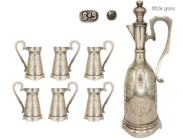 19th C. Continental Silver (592.36 grams) Liqueur Set