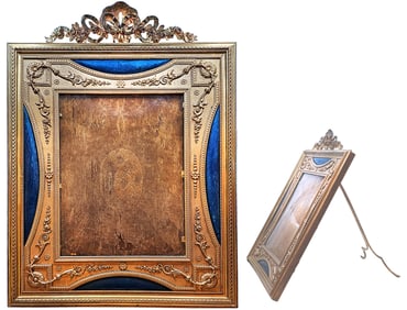 19th C. French Enamel Bronze Mounted Frame