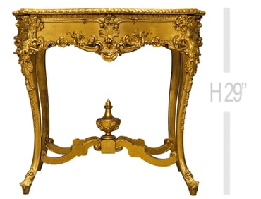 Glass Top 19th Century French With Fine Wood Carving Figural Table